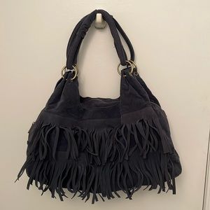 Sachi navy blue fringe bag